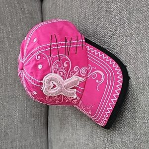 Breast Cancer Awareness 🎀 Pink Ribbon Baseball Hat Butterfly Rhinestones